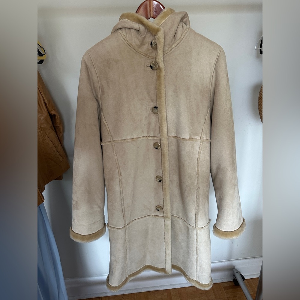 Women's Cream Faux Shearling Coat